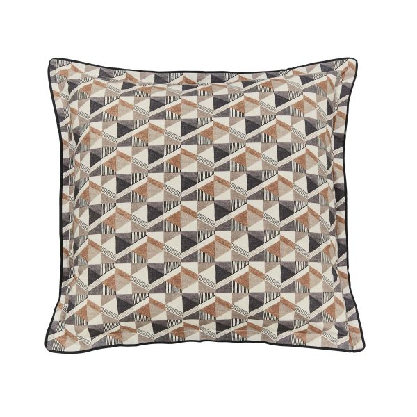 Bedeck of Belfast Harun Pair of Square Oxford Pillowcases Charcoal  Tan | Bed Sava
