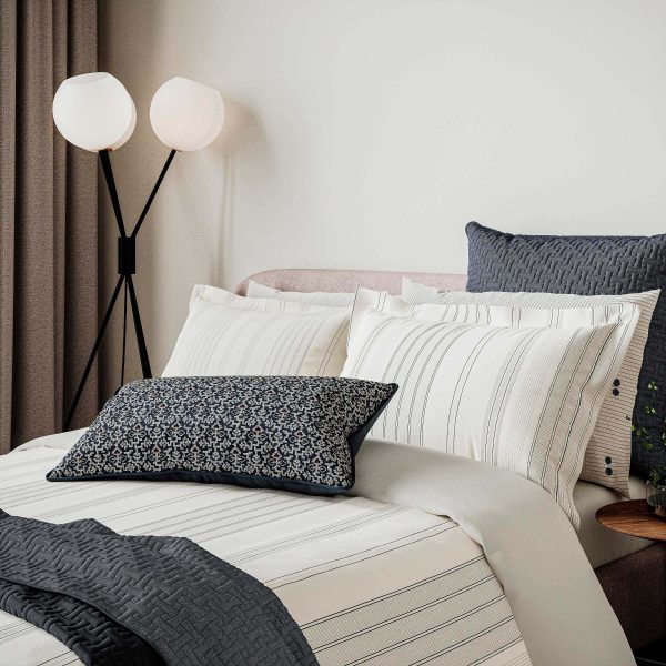 Bedeck of Belfast Nena Woven Stripe Super Kingsize Duvet Cover Set Denim | Bed Sava