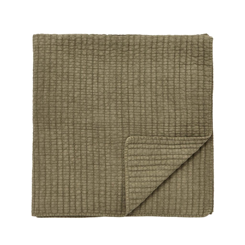Bedeck of Belfast Nora Quilted Throw, Sage Green/Tuberose