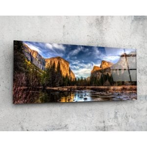Mountain Glass Wall Art 92×36 cm | Bed Sava