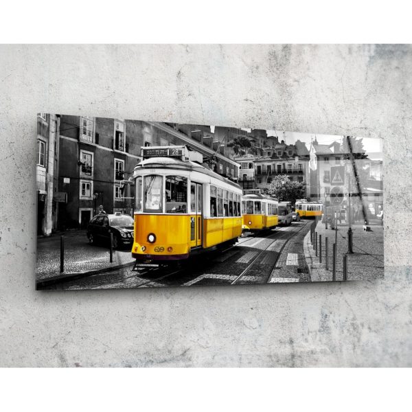 Lisbon Tram Glass Wall Art 92×36 cm | Bed Sava