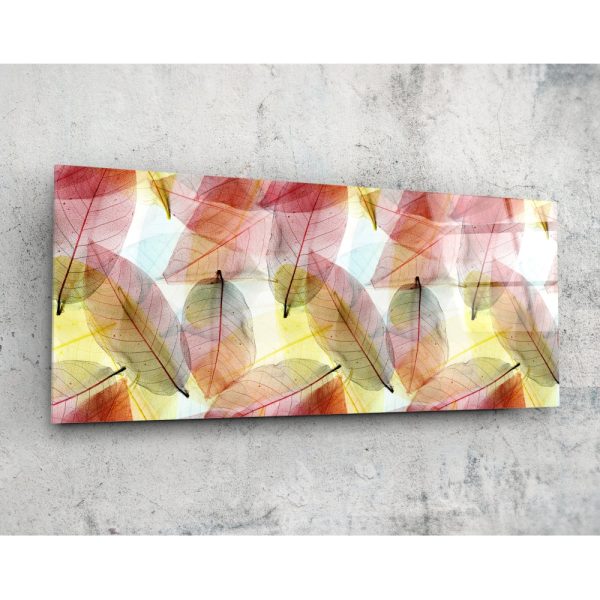 Coloured Leaves Glass Wall Art 92×36 cm | Bed Sava