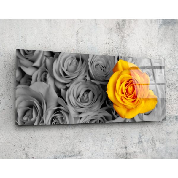 Yellow Rose Glass Wall Art 92×36 cm | Bed Sava