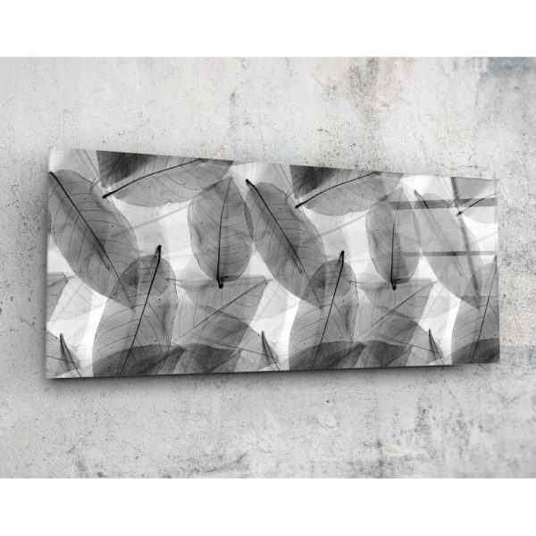 Black  White Leaves Glass Wall Art 92×36 cm | Bed Sava