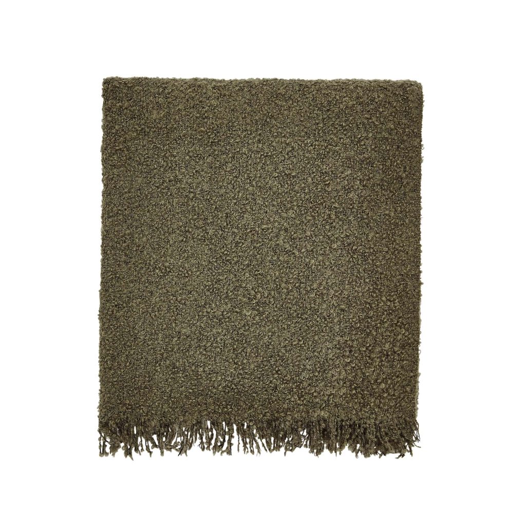 Bedeck of Belfast Boucle Throw, Olive