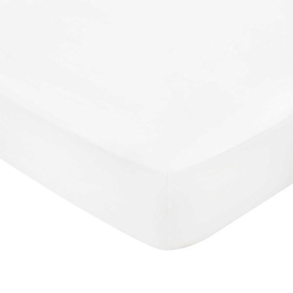 Bedeck of Belfast Fine Linens 400 Thread Count Sateen Plain Dye Kingsize Fitted Sheet White | Bed Sava
