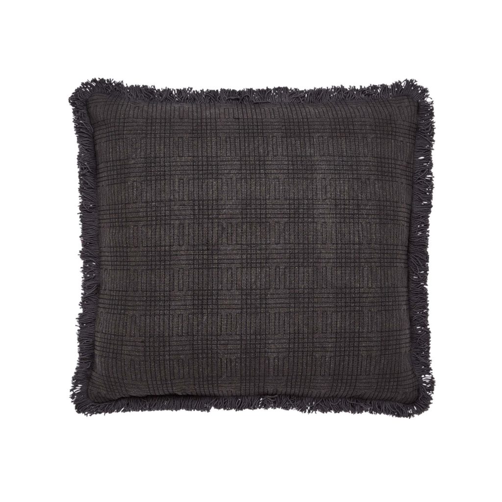 Bedeck of Belfast Kadeen Cushion 50cm x 50cm, Charcoal & Silver