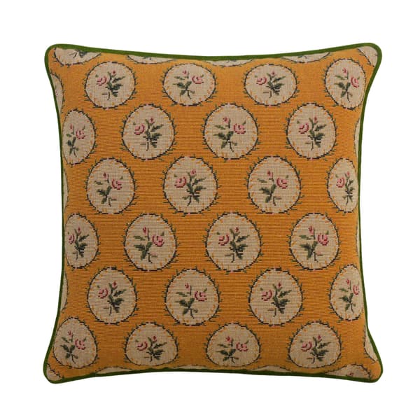Bobbin Sunshine, Sustainable Feather, Cushion - Andrew Martin Kit Kemp Linen Blend & Viscose Blend & Wool Blend Embroidered & Floral & Weave