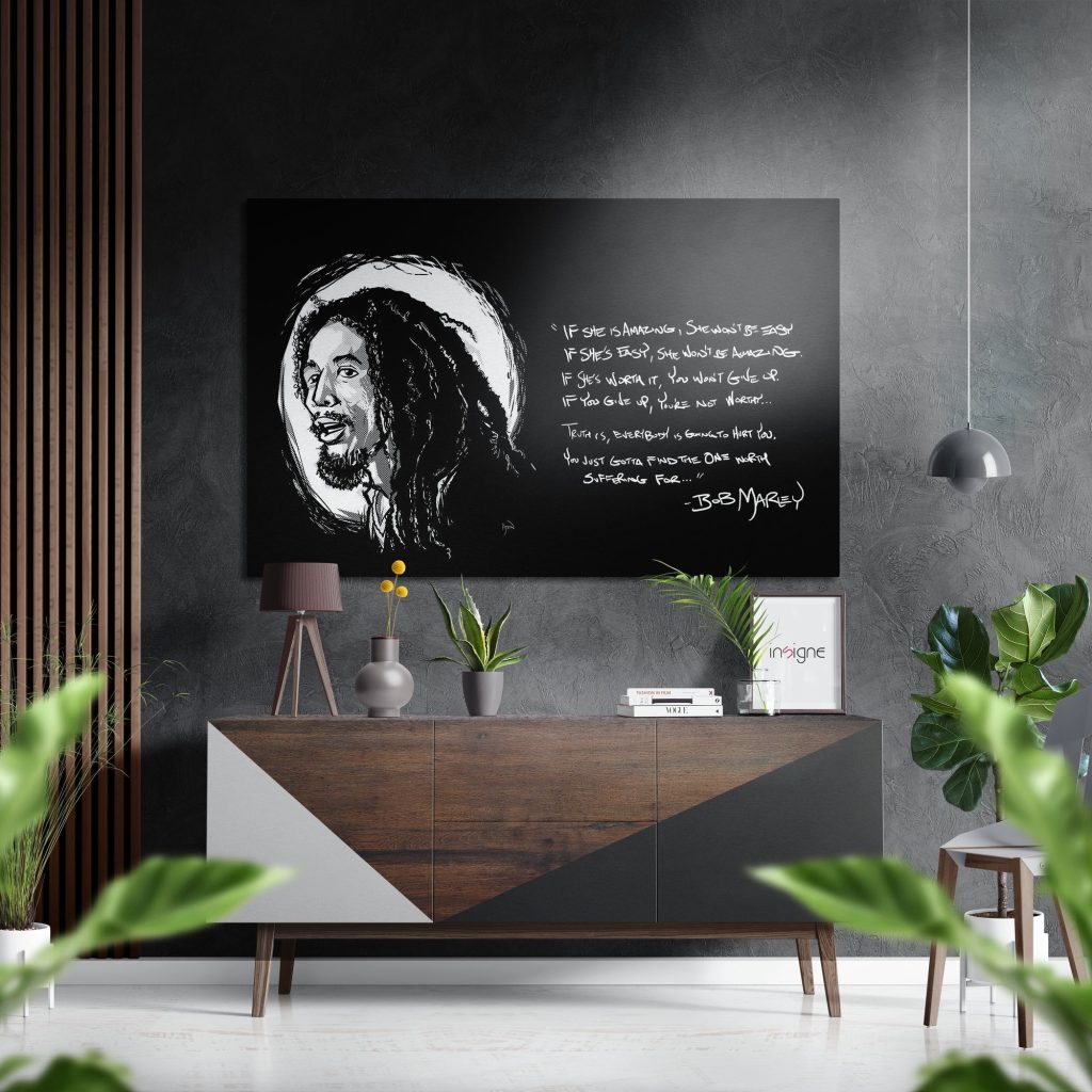 Words of Bob Marley Brushed Aluminium Dibond Wall Art