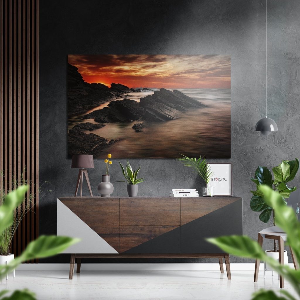 Sunset and Mountains Brushed Aluminium Dibond Wall Art
