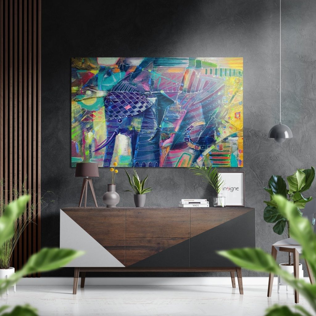 Abstract Elephant Brushed Aluminium Dibond Wall Art