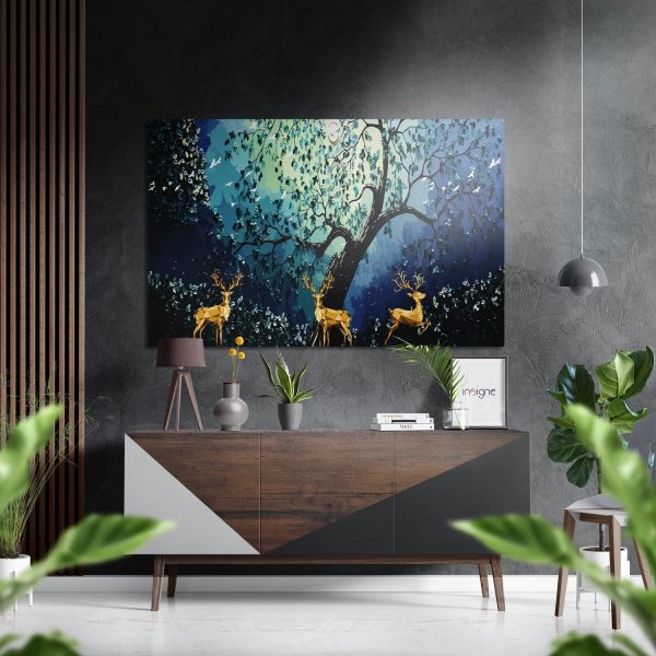 Deers of Dreams Brushed Aluminium Dibond Wall Art | Bed Sava