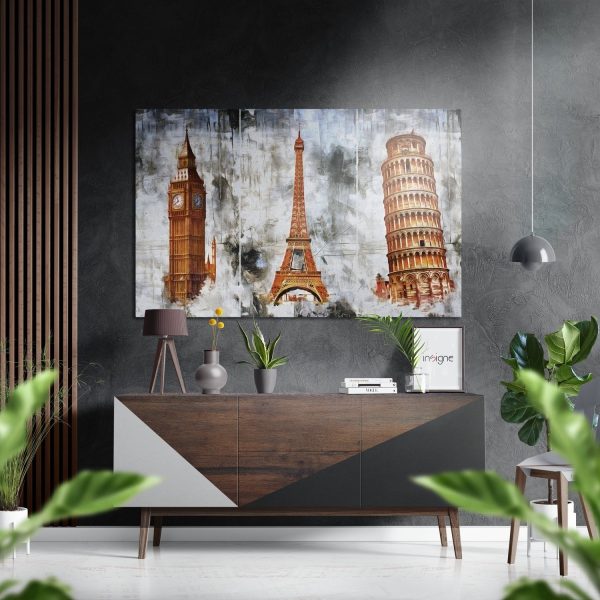 Iconic Buildings Brushed Aluminium Dibond Wall Art | Bed Sava