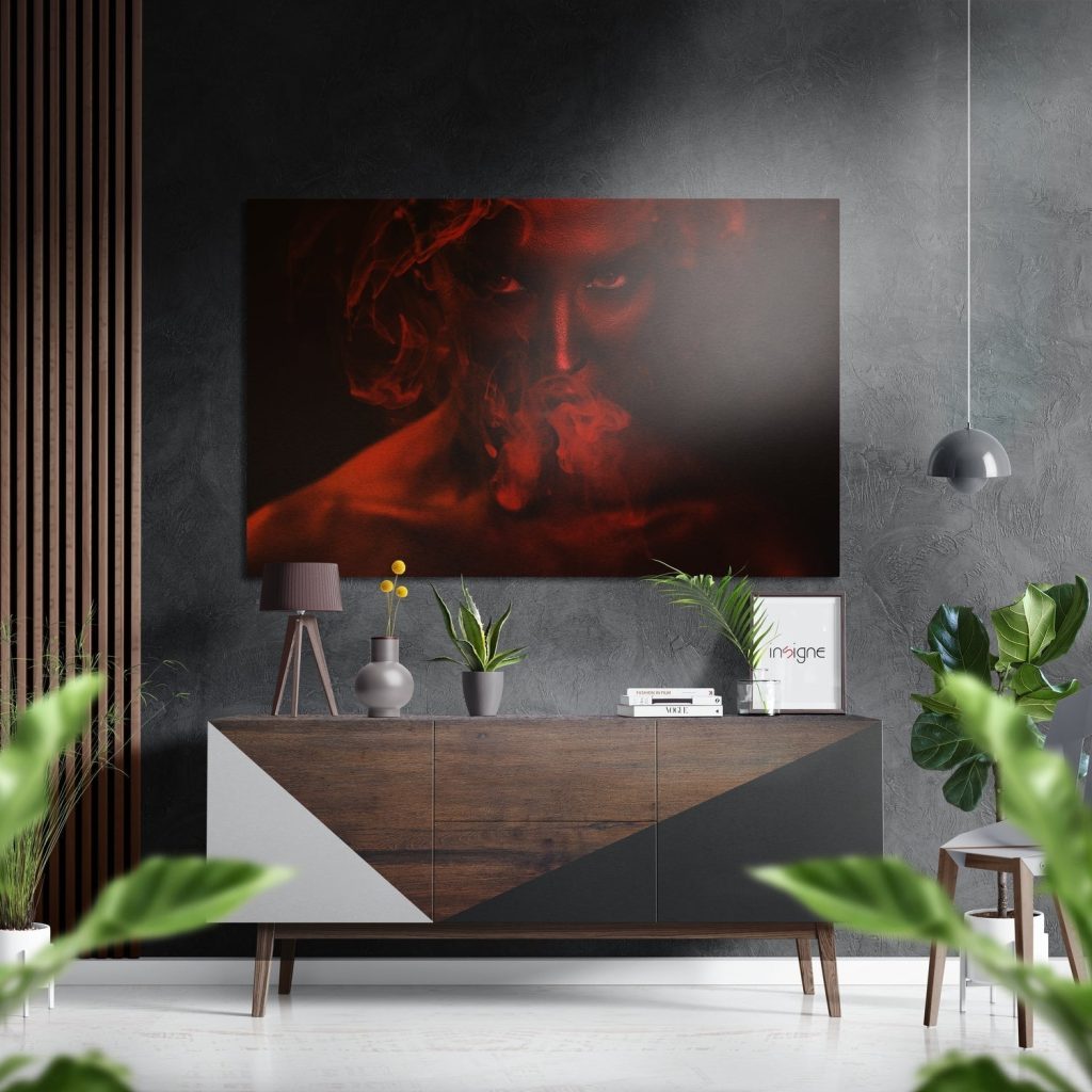 Red Smoke Brushed Aluminium Dibond Wall Art