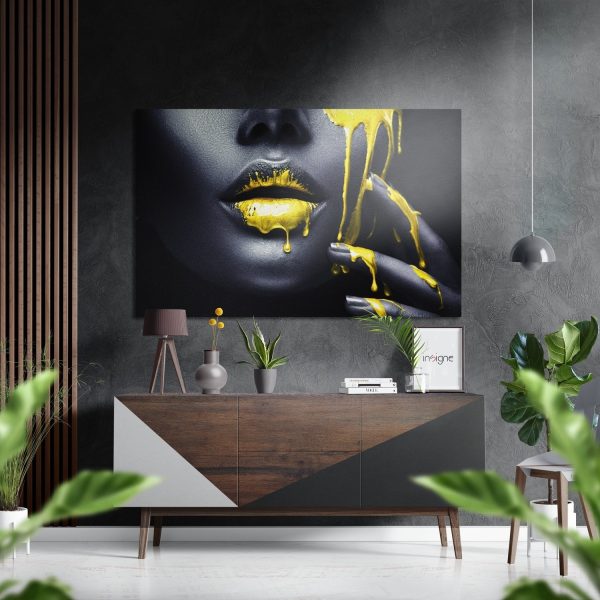 Yellow Ink Brushed Aluminium Dibond Wall Art | Bed Sava