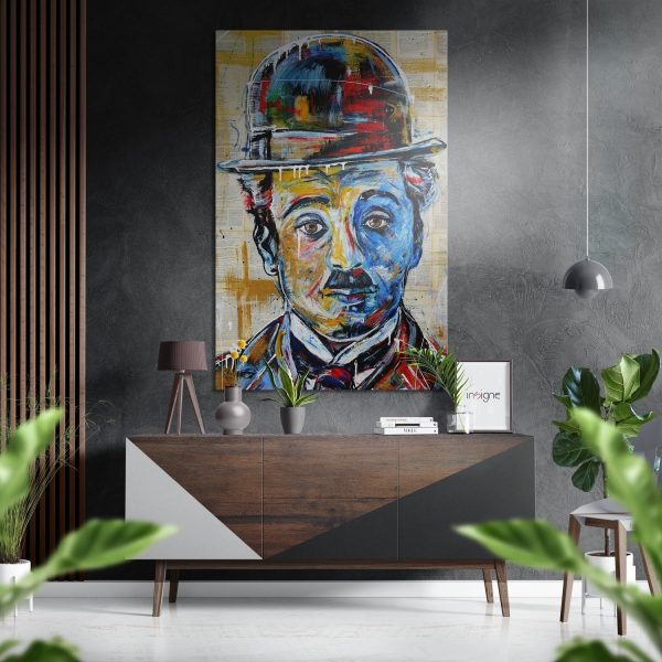 Charlie Chaplin Brushed Aluminium Dibond Wall Art | Bed Sava