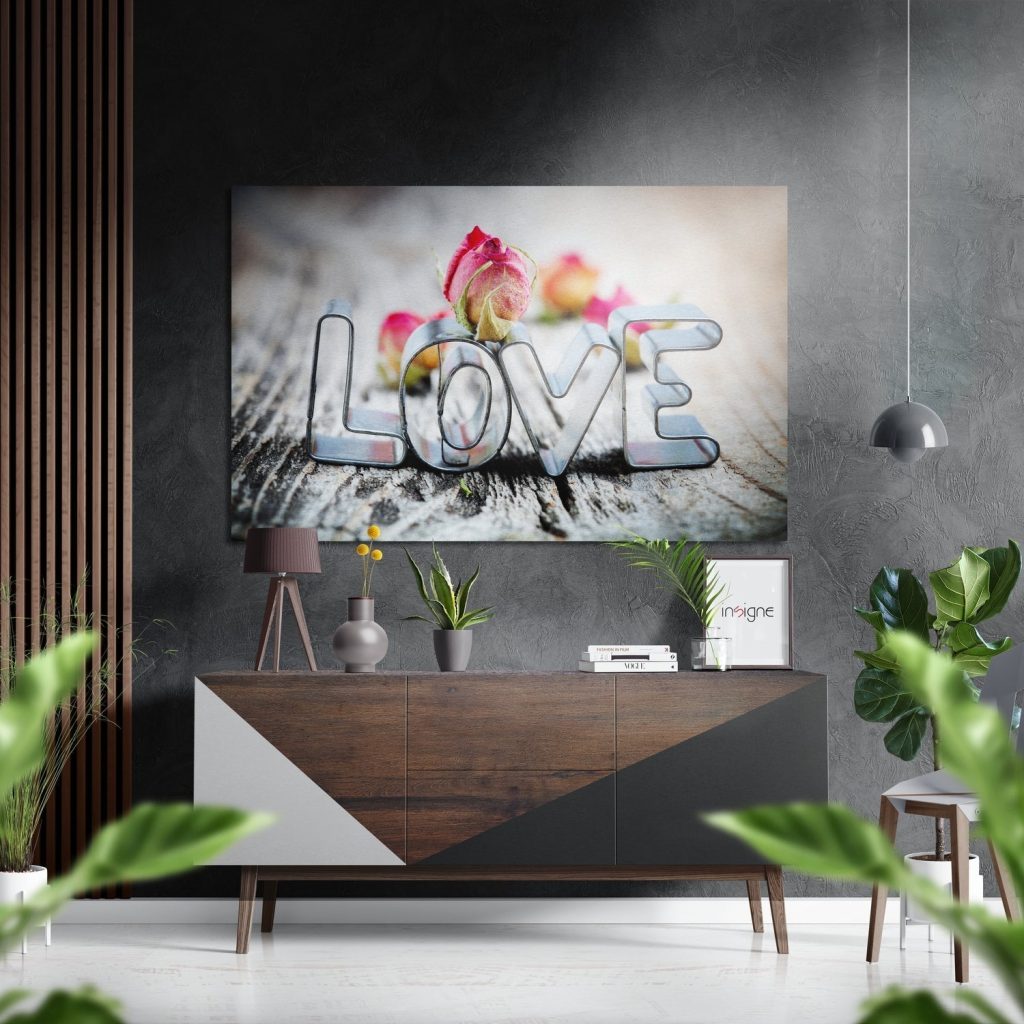 Love  Brushed Aluminium Dibond Wall Art