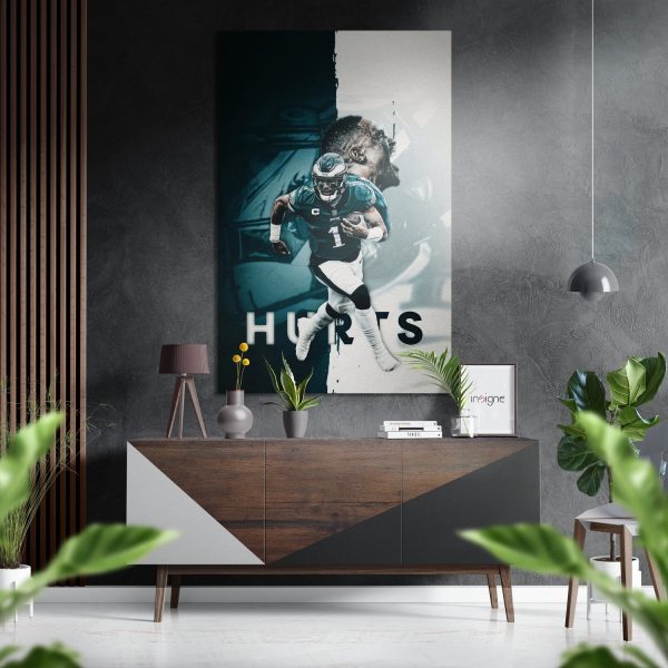 Jalen Hurts Eagles Brushed Aluminium Dibond Wall Art | Bed Sava