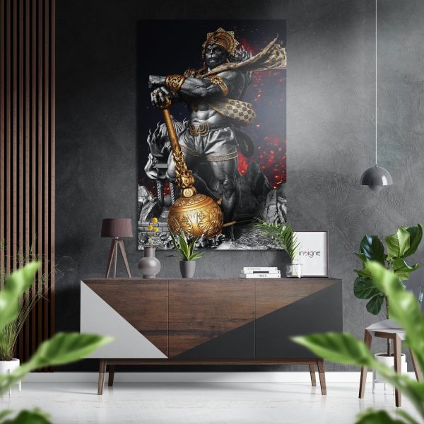 Hanuman Brushed Aluminium Dibond Wall Art | Bed Sava