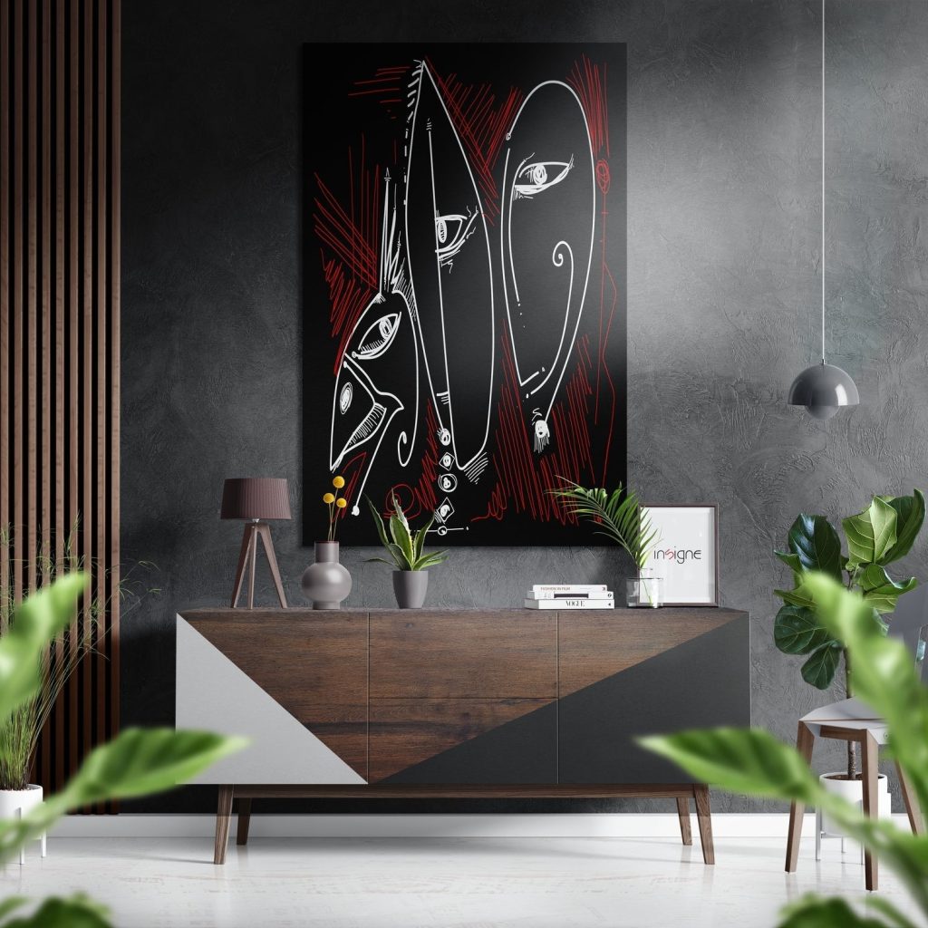 Abstract Faces Brushed Aluminium Dibond Wall Art