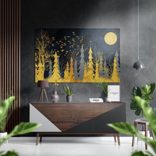 Golden Forest Brushed Aluminium Dibond Wall Art | Bed Sava