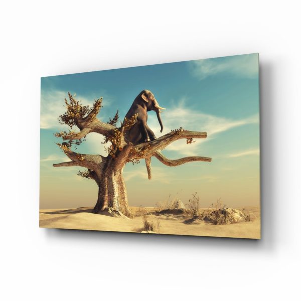 Thinking Elephant Glass Wall Art | Bed Sava