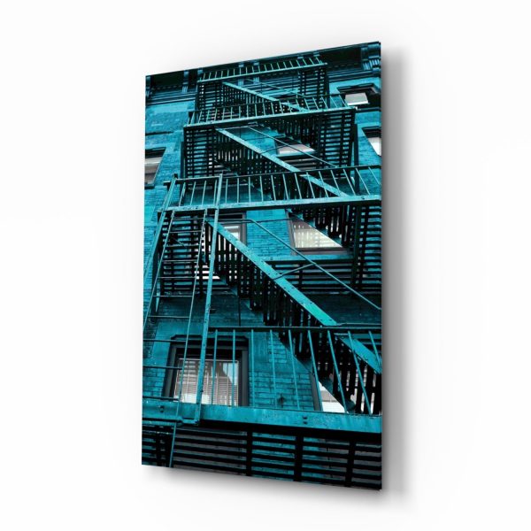 Blue Stairs Glass Wall Art | Bed Sava