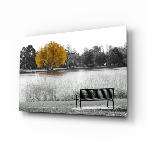 Yellow Tree Glass Wall Art | Bed Sava