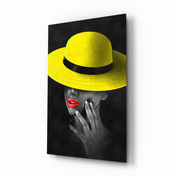 Yellow Hat Glass Wall Art | Bed Sava