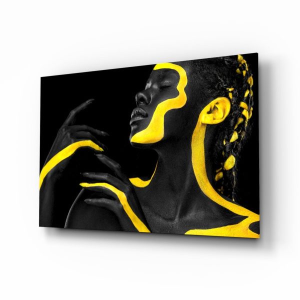 Yellow Woman Glass Wall Art | Bed Sava