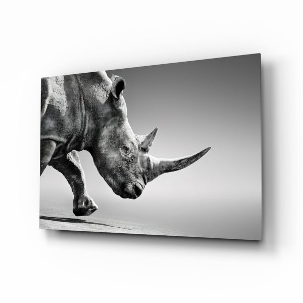 Black Rhino Glass Wall Art | Bed Sava