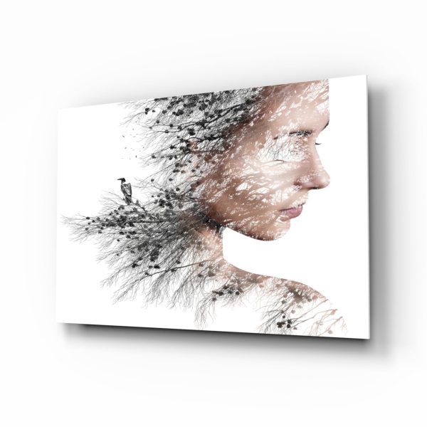 Woman Bird Glass Wall Art | Bed Sava