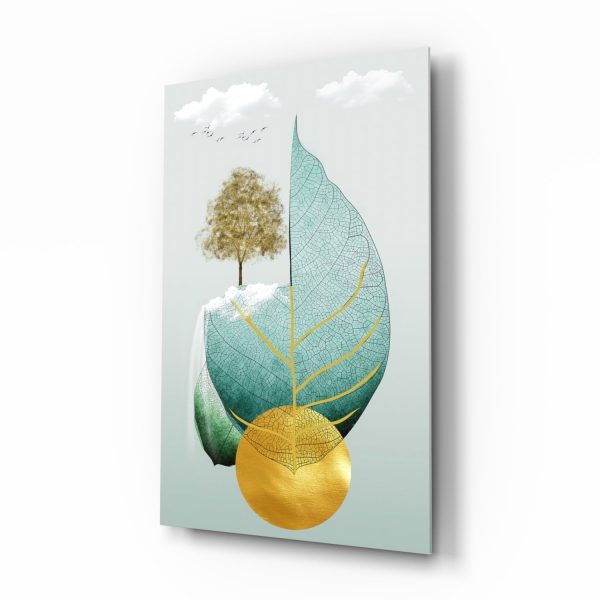 Tree on a Leaf Glass Wall Art | Bed Sava