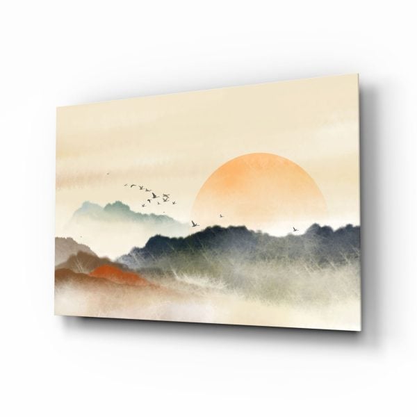 Abstract Landscape Glass Wall Art | Bed Sava