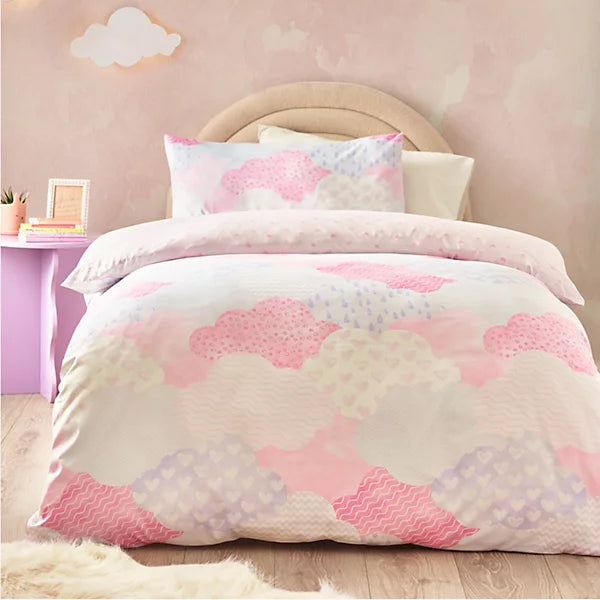 Catherine Lansfield Kids Soft as a Cloud Double Duvet Cover Set with Pillowcases Pink