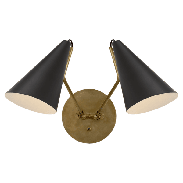 Clemente Double Wall Light, Brass & Black - Andrew Martin