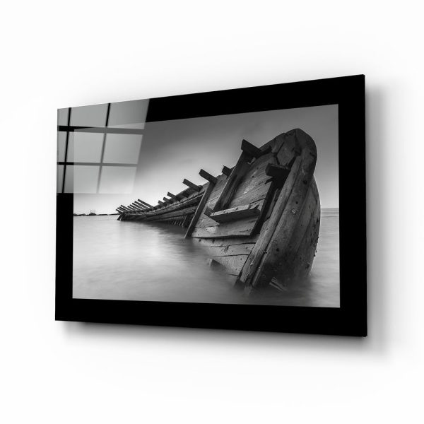 Abandoned Boat Glass Wall Art | Bed Sava