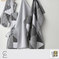 Catherine Lansfield Larsson Geo Cotton Kitchen Tea Towel Pair | Bed Sava