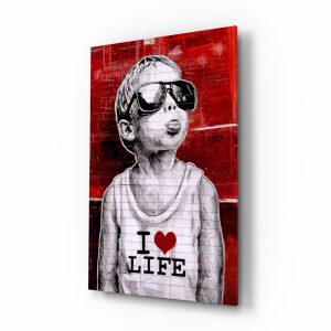 I Love Life Glass Wall Art || Designer Collection | Bed Sava