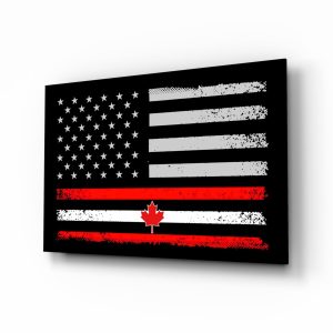 USA Canada Flag Glass Wall Art || Designer Collection | Bed Sava
