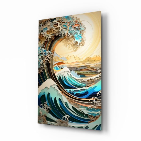 Waves Trees or Mountains Glass Wall Art || Designers Collection | Bed Sava