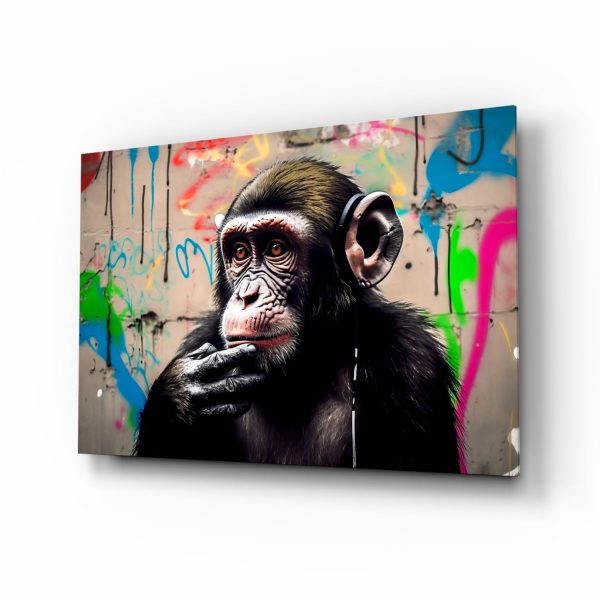 Thinking Monkey Glass Wall Art || Designer Collection | Bed Sava