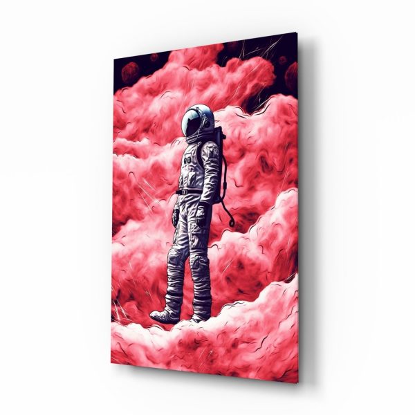 Astronaut on a Pinky Planet Glass Wall Art || Designer Collection | Bed Sava