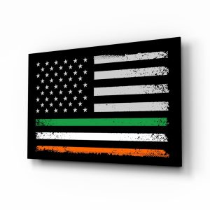 USA Ireland Flag Glass Wall Art || Designer Collection | Bed Sava