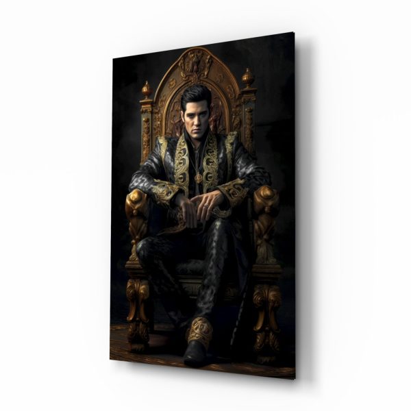 Elvis Presley in the Throne Glass Wall Art || Designers Collection | Bed Sava