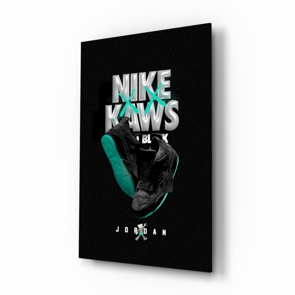 Black Kaws Glass Wall Art || Designer Collection