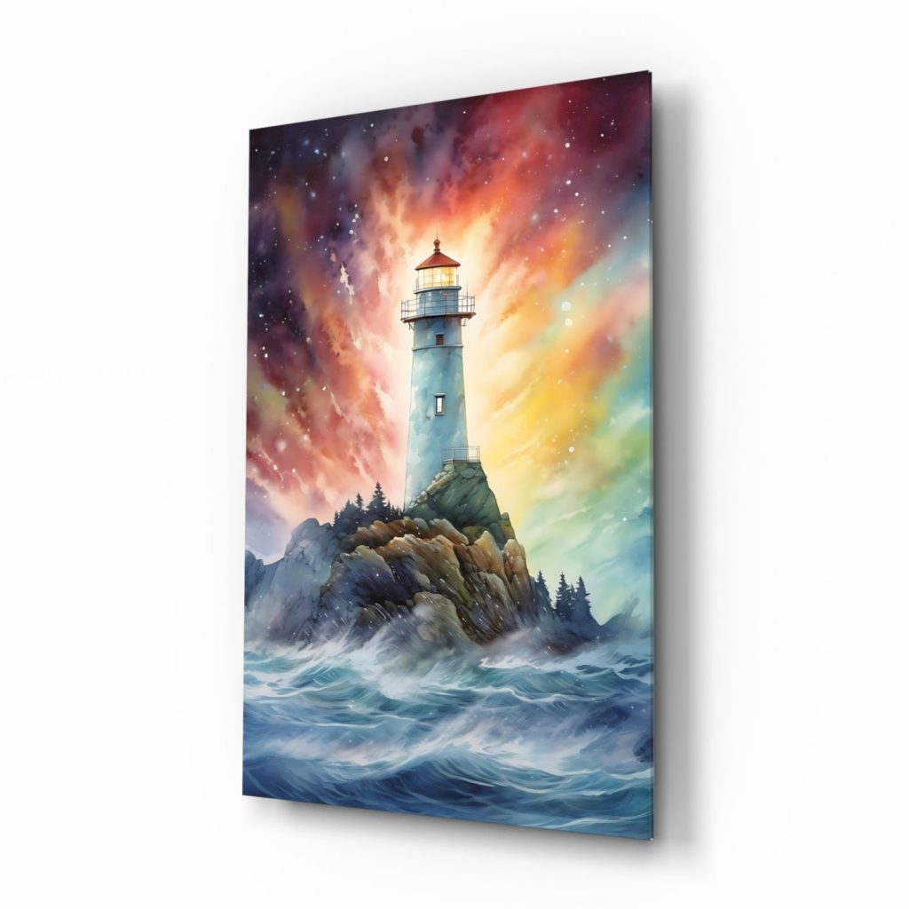 Lighthouse Glass Wall Art || Designer Collection