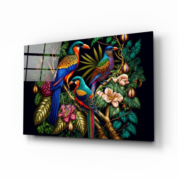 Tropical Birds Glass Wall Art || Designers Collection | Bed Sava