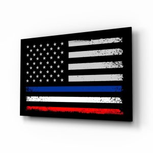 USA France Flag Glass Wall Art || Designer Collection | Bed Sava