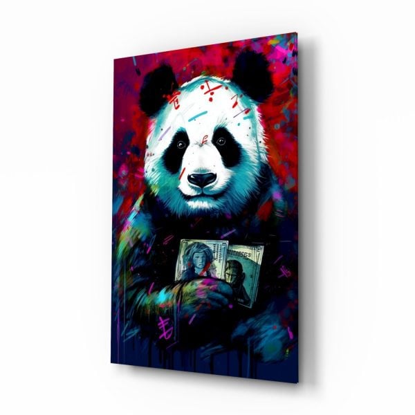 Bibliophile Panda Glass Wall Art || Designer Collection | Bed Sava